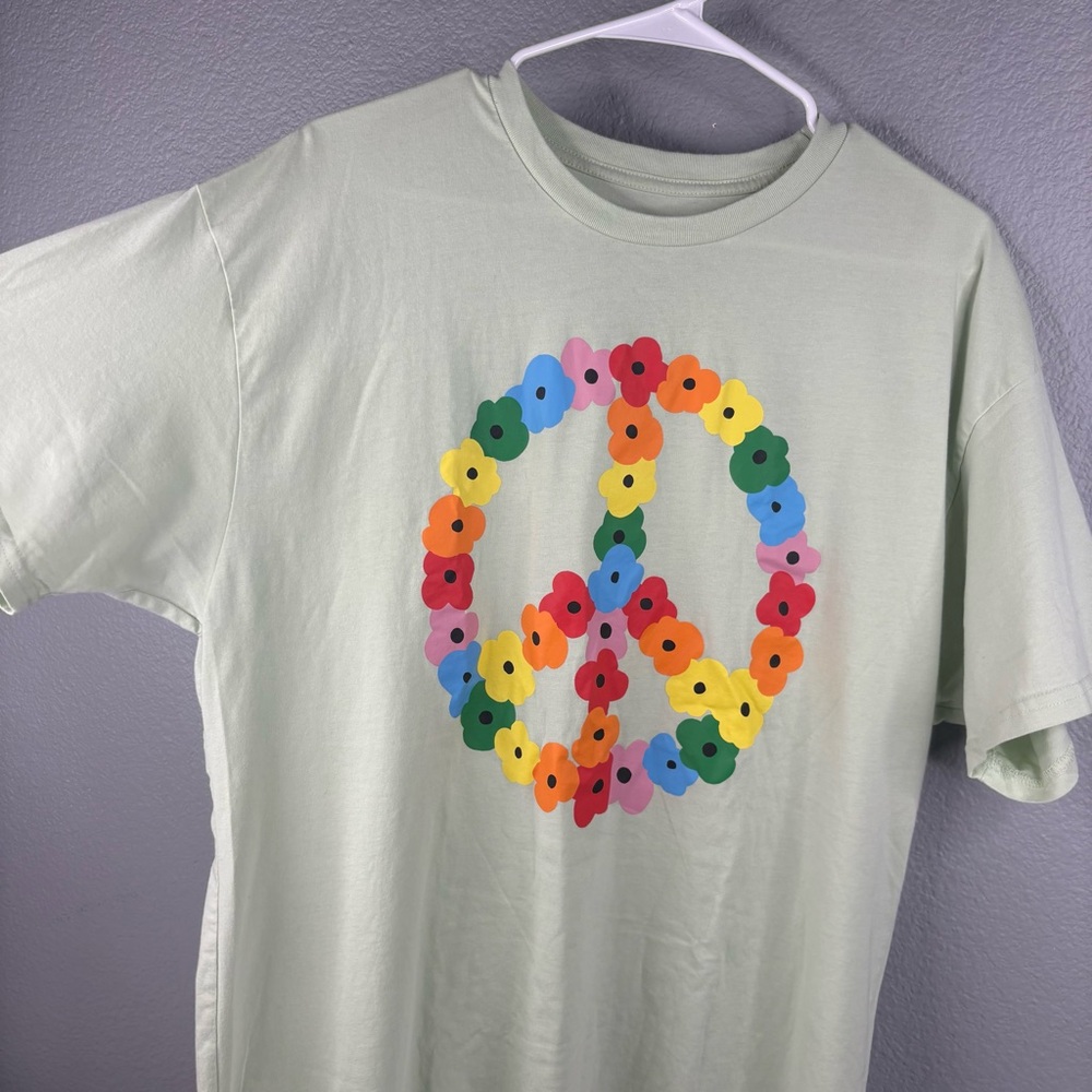 Phluid Project Unisex Floral Peace Sign 100% Cotton T-Shirt - Picture 3 of 8